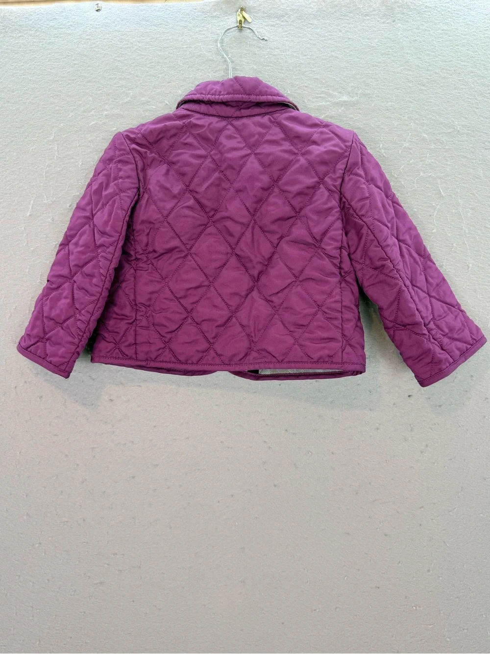 Burberry London Baby girl purple diamond quilted jacket snap button size 9 month